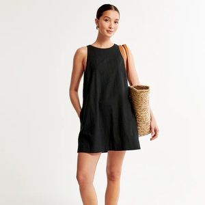 Abercrombie & Fitch High-Neck Linen-Blend Mini Dress